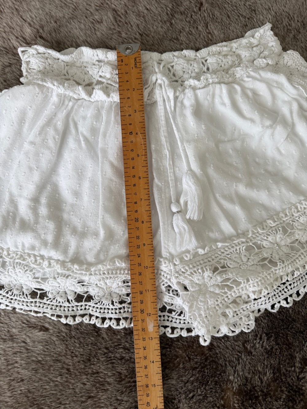 American Eagle Outfitters White High-Waist Crochet cotton Lace Comfy Shorts M - Picture 8 of 11